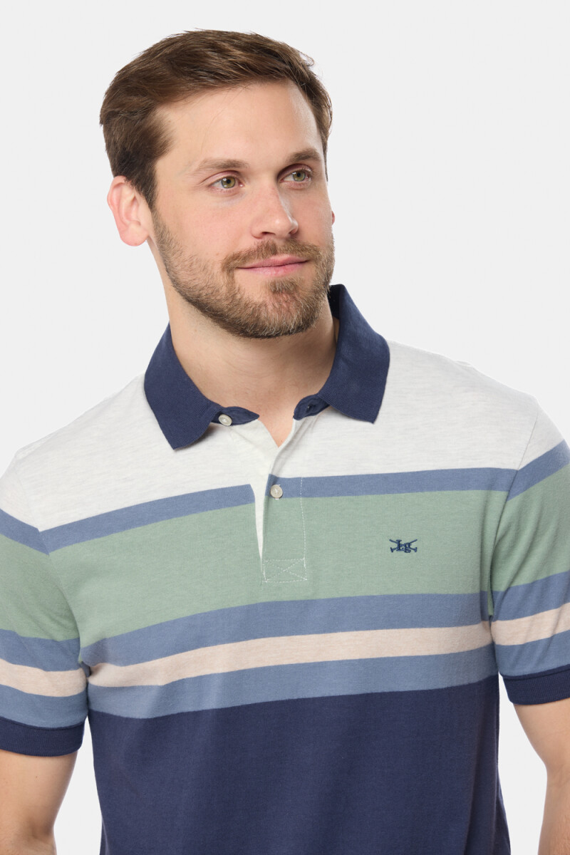 REMERA POLO RAYADA - Verde 