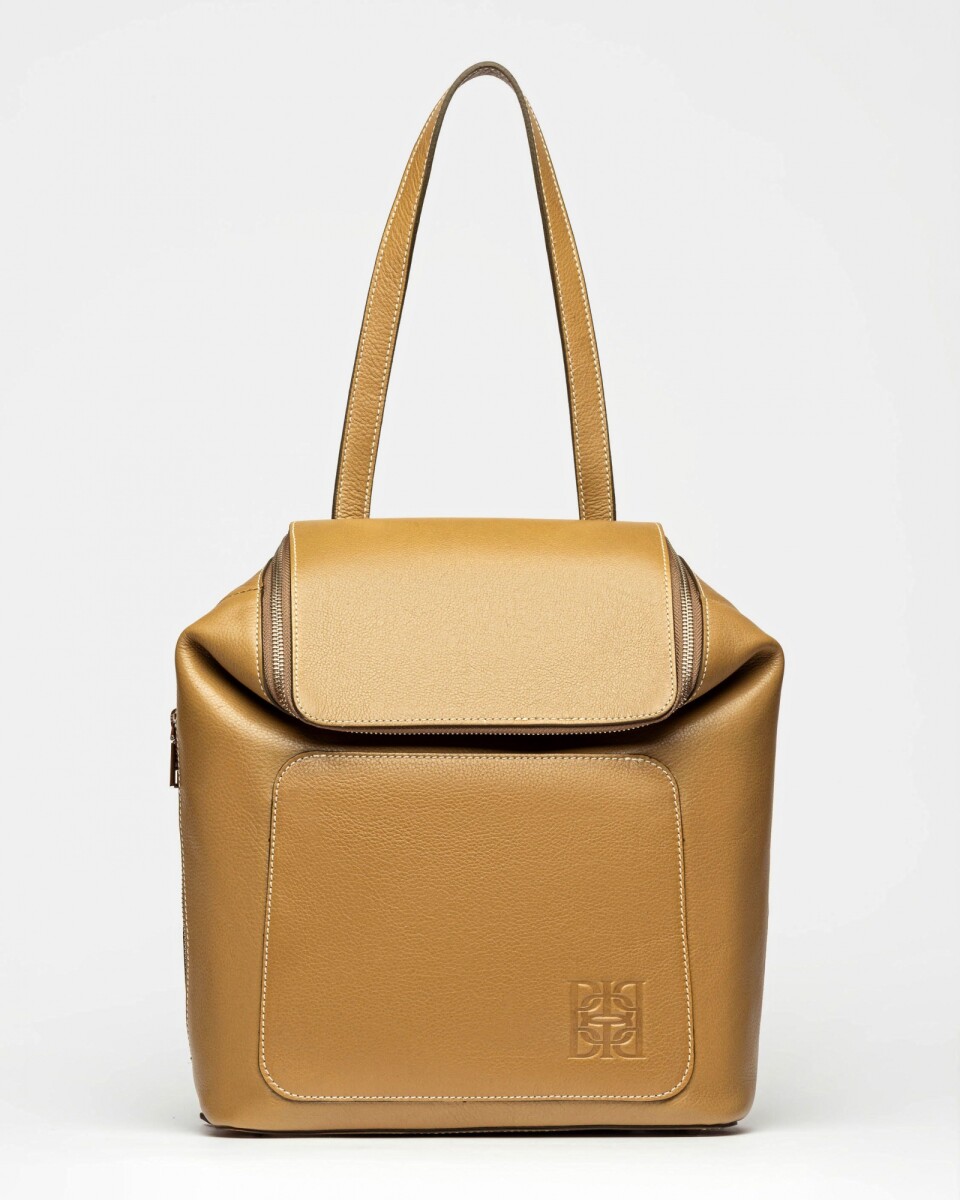 Mochila Mashenka en cuero vegetal liso - Verde 