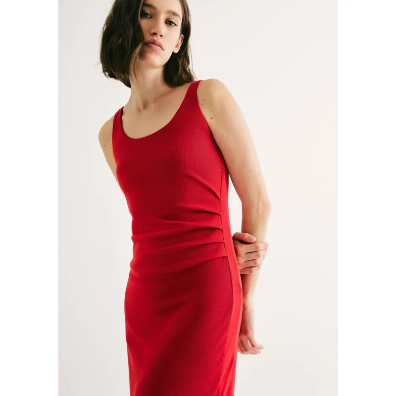 VESTIDO MIDI FEM VERMELHO ESCURO