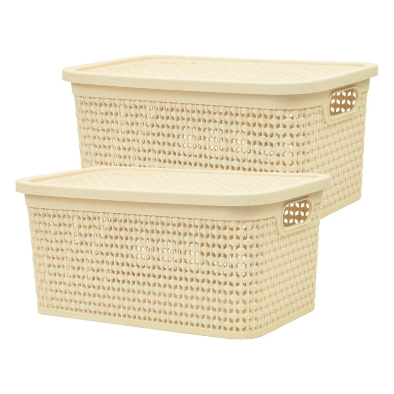 Set x2 Caja simil ratán 4 lts BEIGE