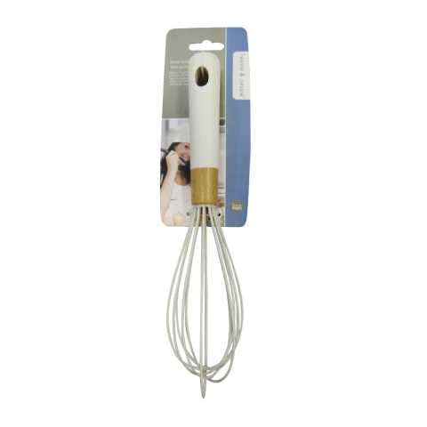 Batidor de Mano Bambú y Silicona Blanco 26,7 cm U