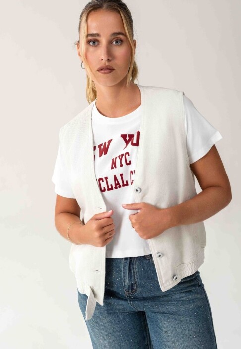 Remera Crop New York Blanco