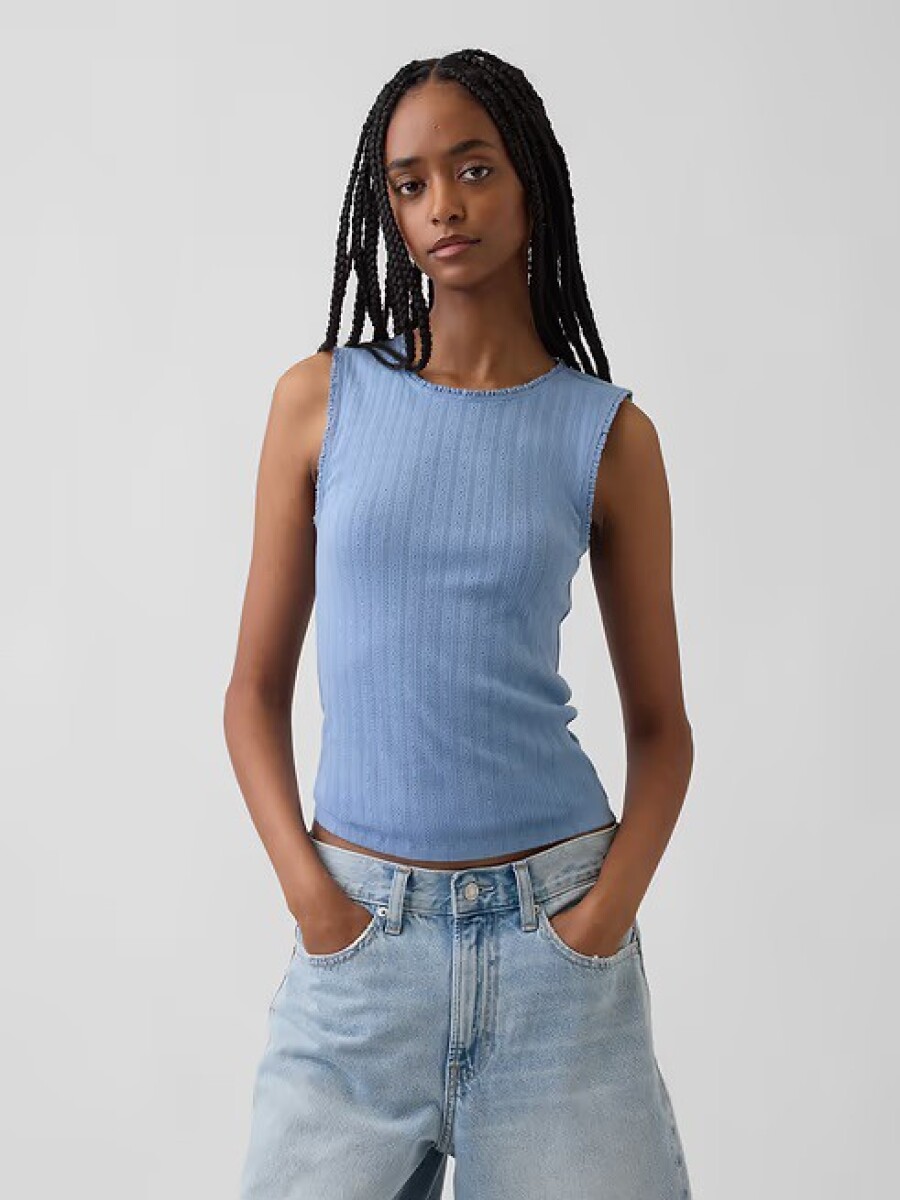 Musculosa Pointelle Mujer - Light Blue 
