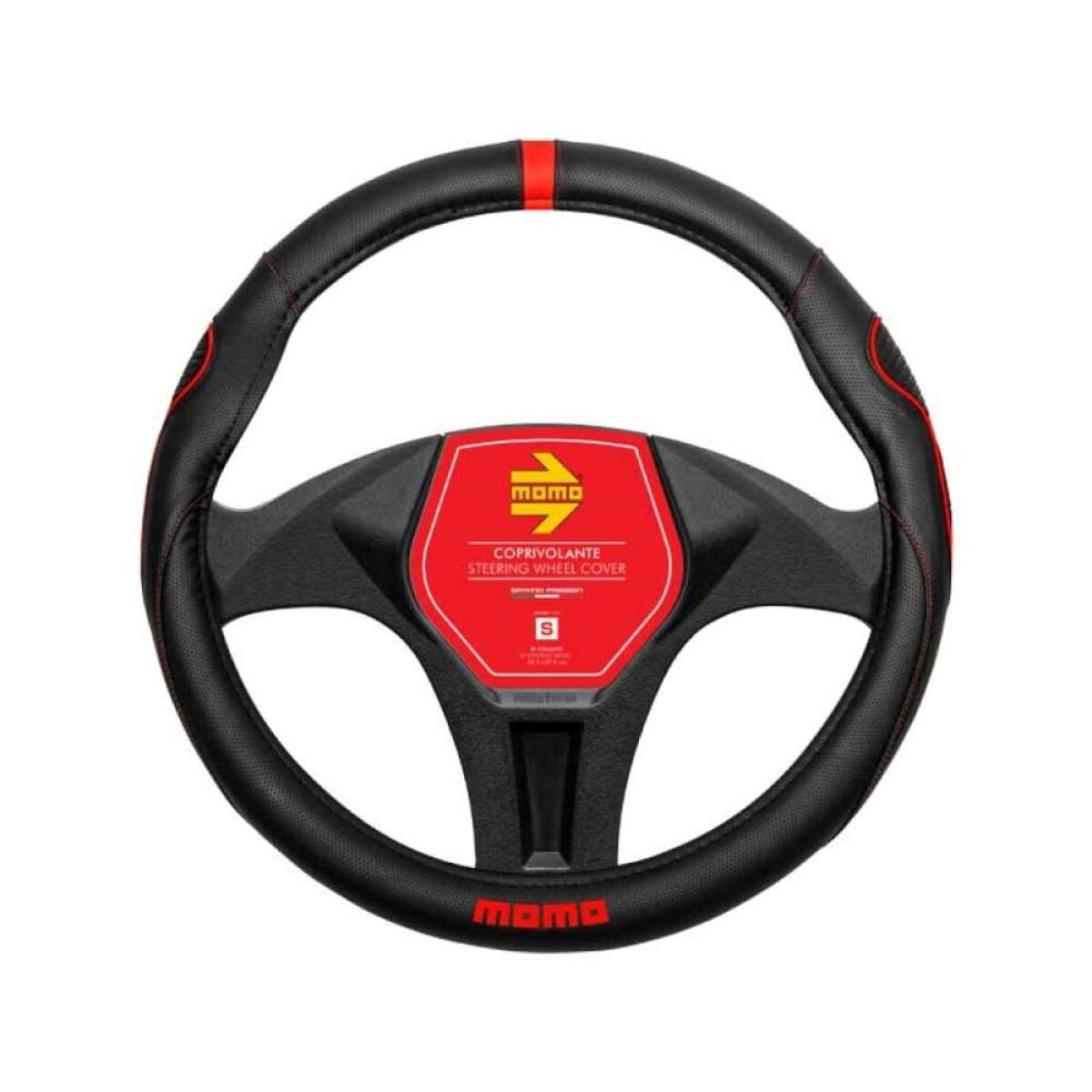 Cubrevolante Momo Auto - Negro Y Rojo 