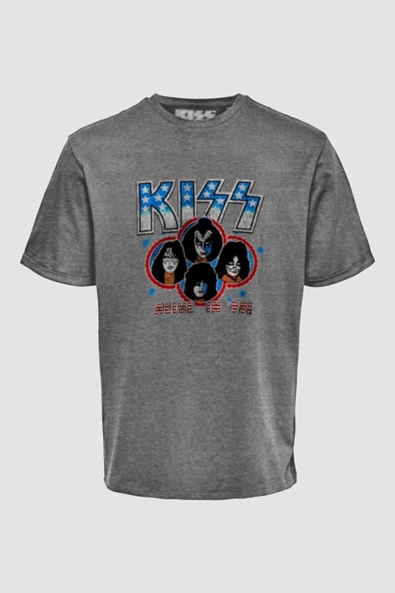 Camiseta Licencia Kiss Dark Grey Melange
