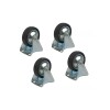 4 Ruedas De Goma Fijas 75mm Con Base Para Carro. 4 Ruedas De Goma Fijas 75mm Con Base Para Carro.