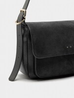 Bolso Bandolera Con Piel negro