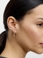 Aros Cruz Con Circonias - Plata De Ley 925 dorado