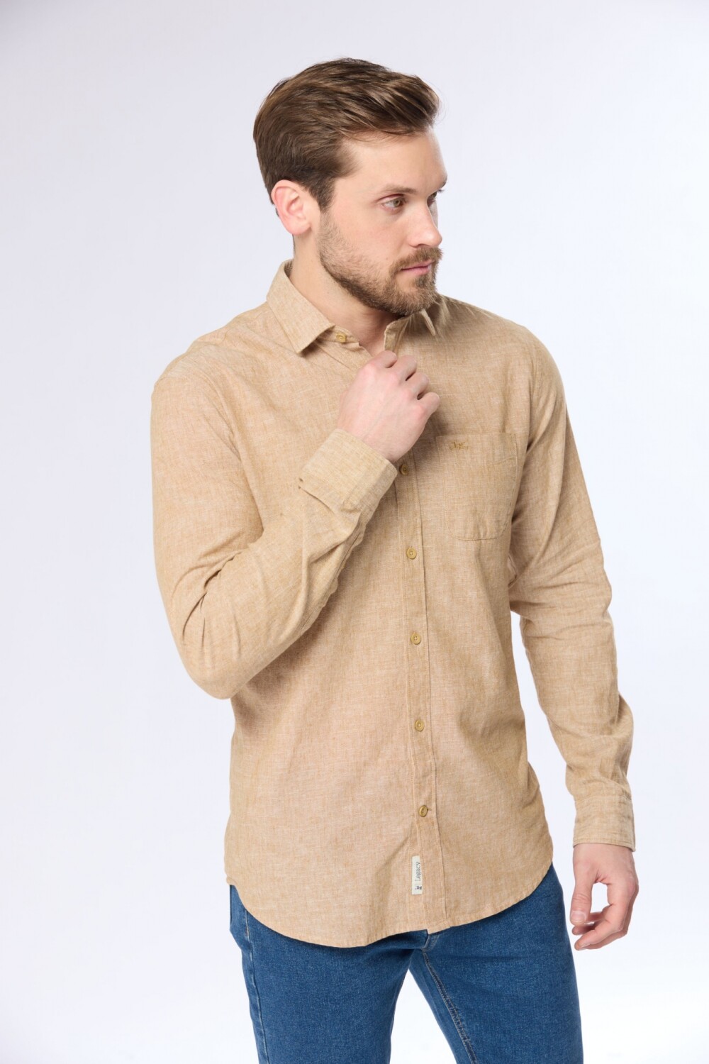 CAMISA DE LINO Camel