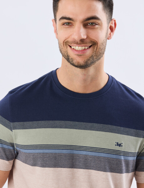 REMERA RAYADA DE ALGODÓN Beige