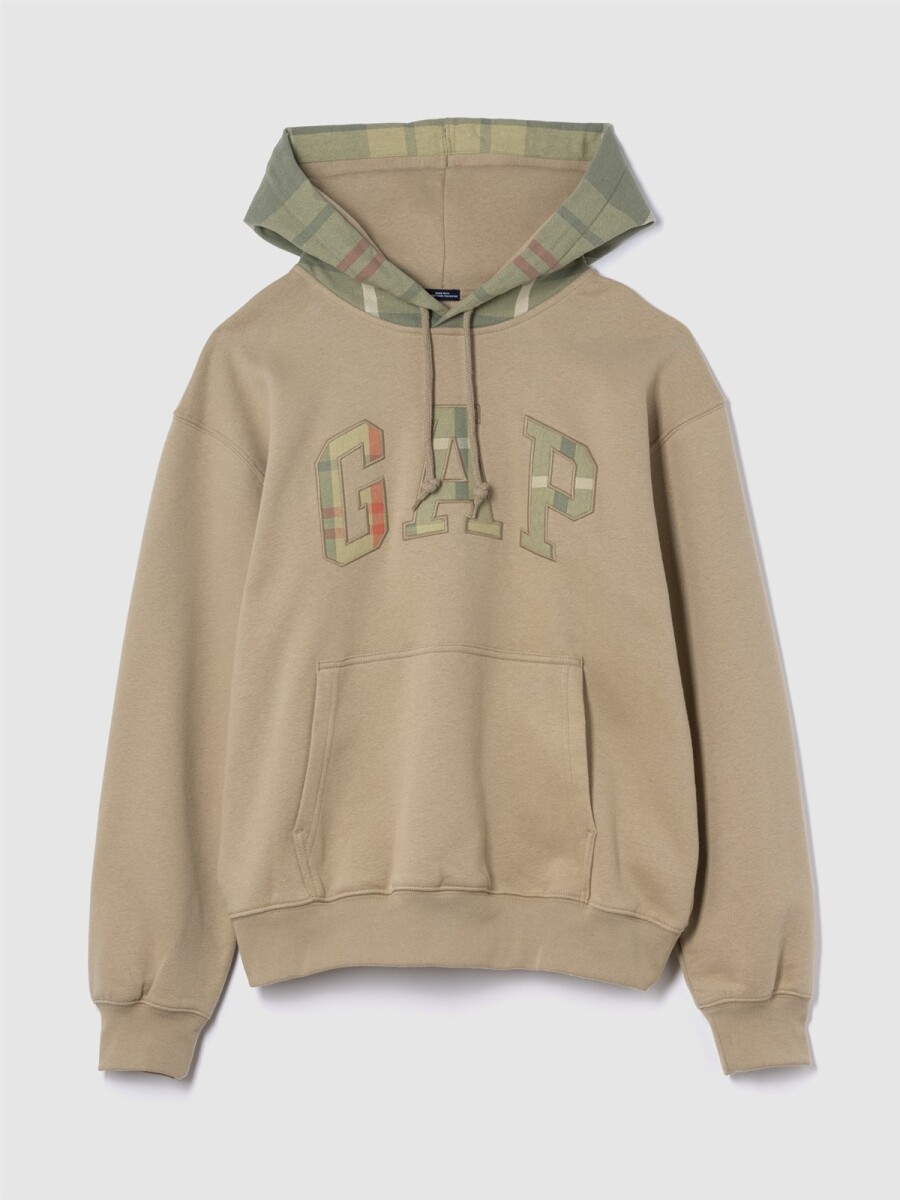 Buzo Canguro Logo Gap Hombre - Iconic Khaki 