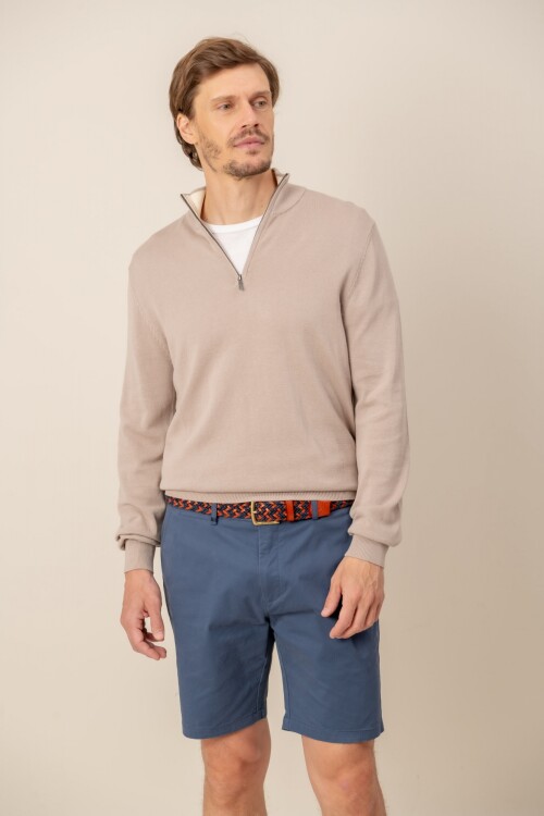 Sweater medio cierre Beige