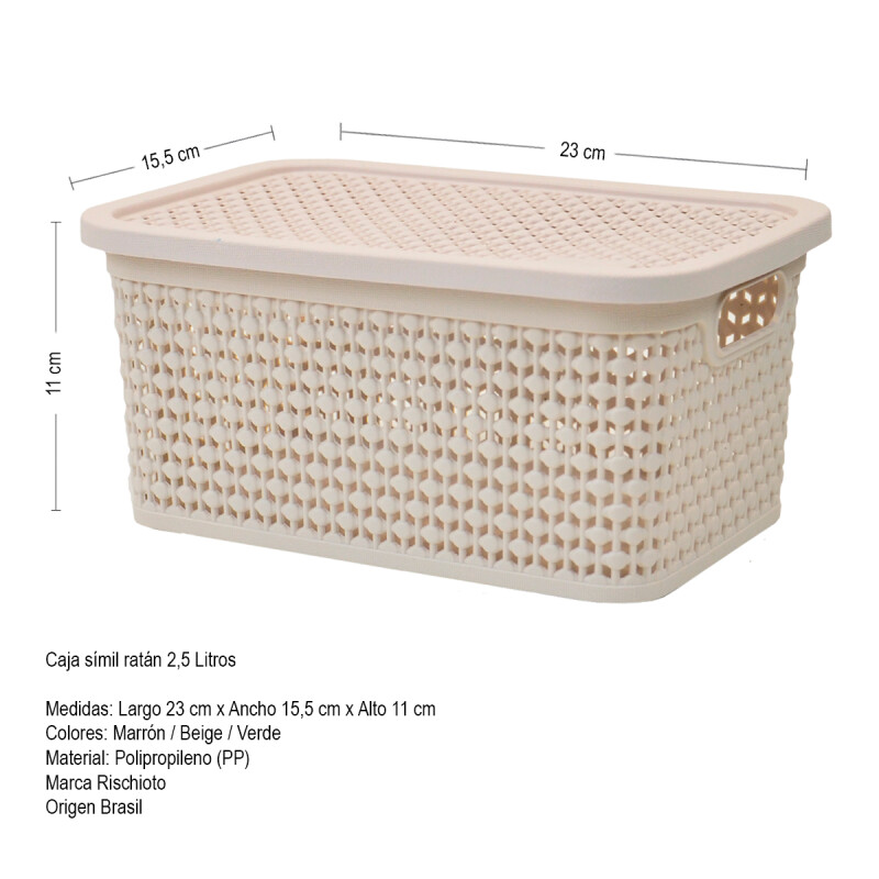 Set x2 Caja simil rattan 2,5 Lts (23x15,5x11cm) rosado BEIGE