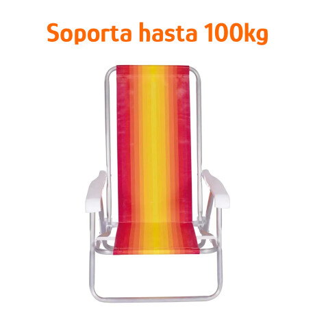 Silla Reclin 4Pos Aluminio 100Kg + Mesa Plastico Divisiones Rojo/amarillo