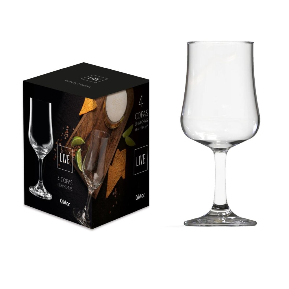 Set copas cerveza Bolonia 385ml x4 CRISTAR Set copas cerveza Bolonia 385ml x4 CRISTAR