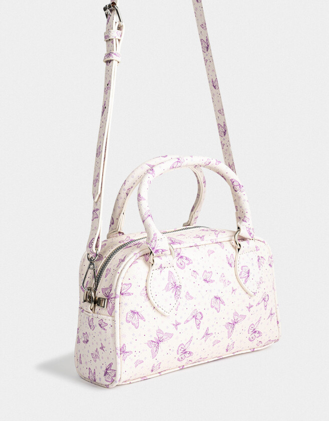 Bowling Estampados Cartera Bowling Mariposas - Blanco Crudo