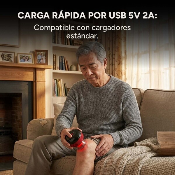 Masajeador Eléctrico Ventosa Vacío Recargable Terapeutico Color Rojo