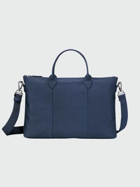 Longchamp -Maletin de cuero flexible con correa Azul