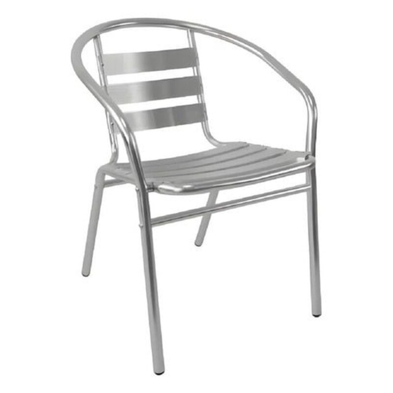 Silla de exterior Slat en aluminio plateada Silla de exterior Slat en aluminio plateada