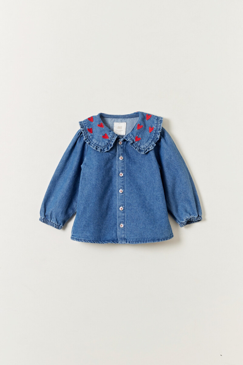 Camisa cuello jean - Azul Medio 