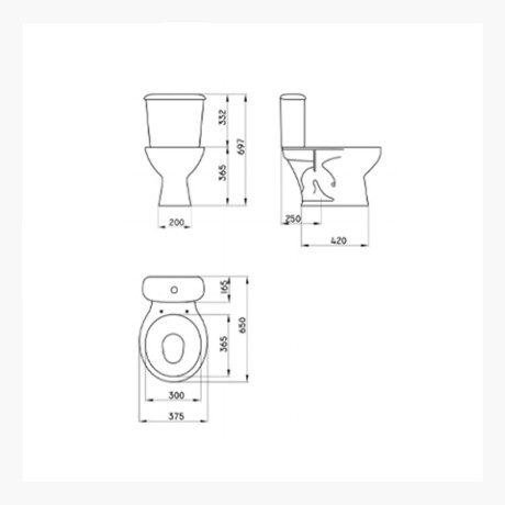 INODORO DESCARGA A 25 CMS INCLUYE CISTERNA MOCHILA BLANCO