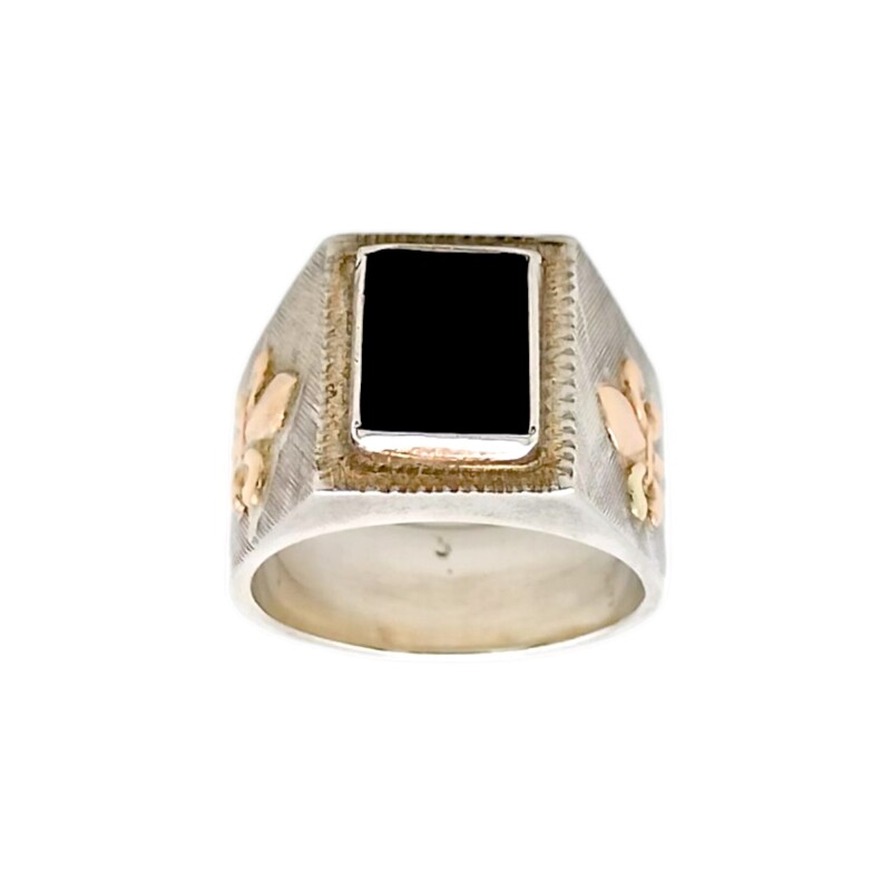 Anillo Mesa-Plata y Oro-Piedra Onix-AN5164 conpiedra