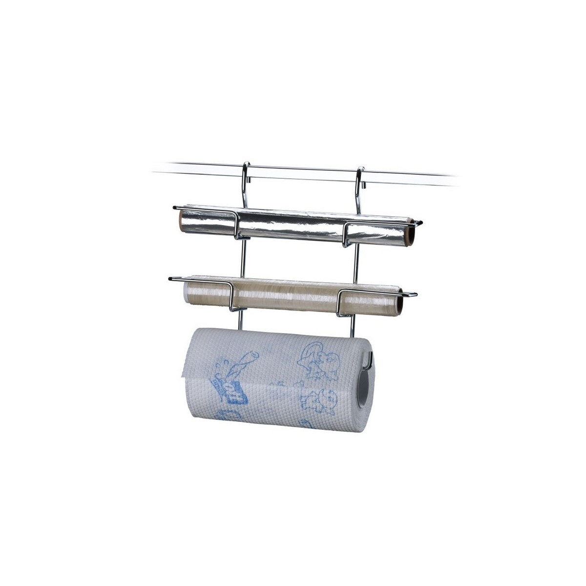 Soporte Triple Toallas, PVC y Aluminio P/Barra Tubular/Piatina 