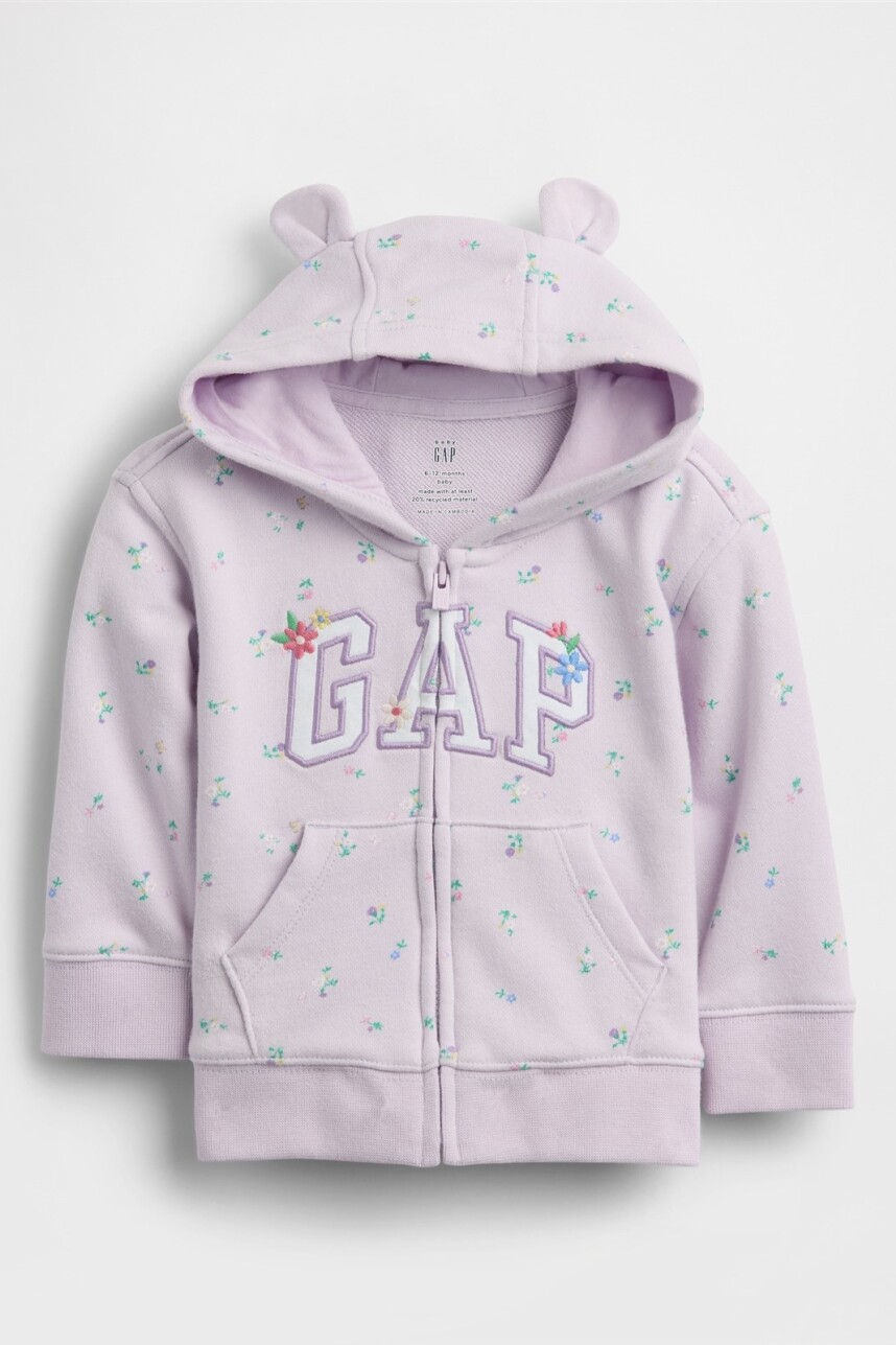 Canguro Logo Gap Sin Felpa Con Cierre Bebé Pale Lilac