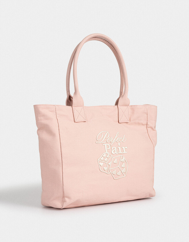 Shopper Cartera Shopper Bordada - Rosa Viejo