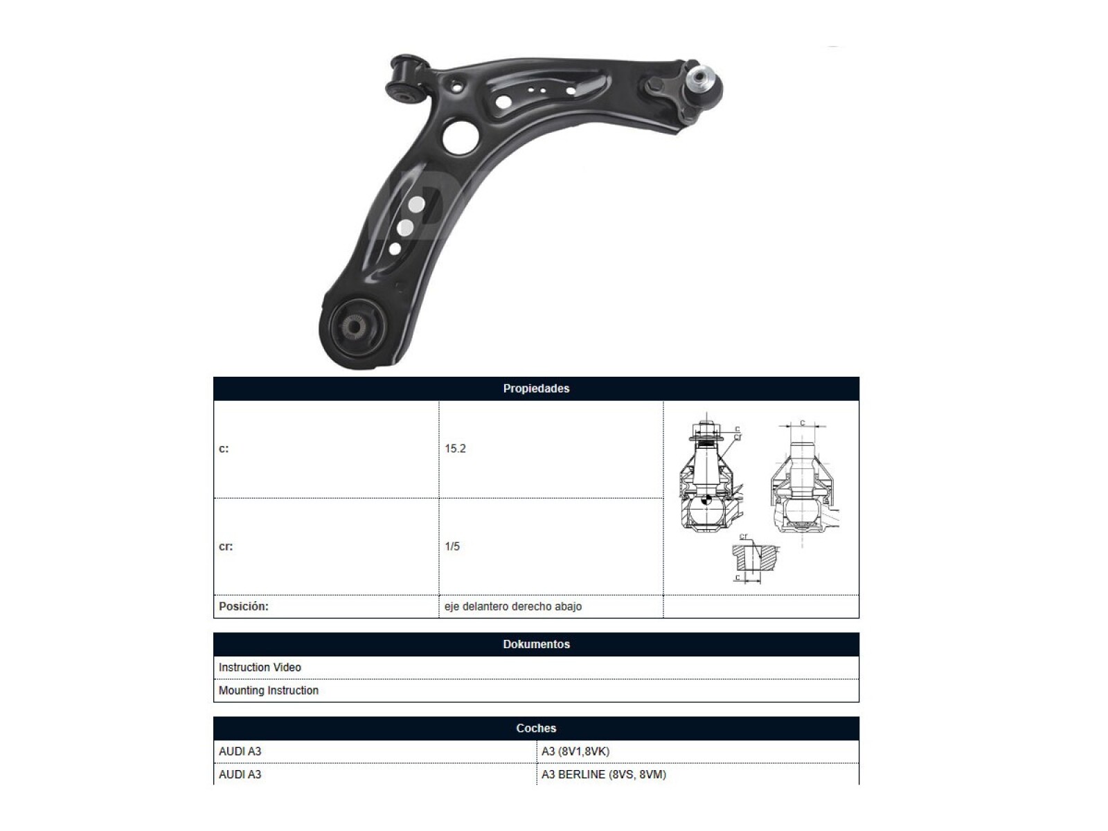 Parilla De Suspension Delantera Audi A3 10-13 Der 