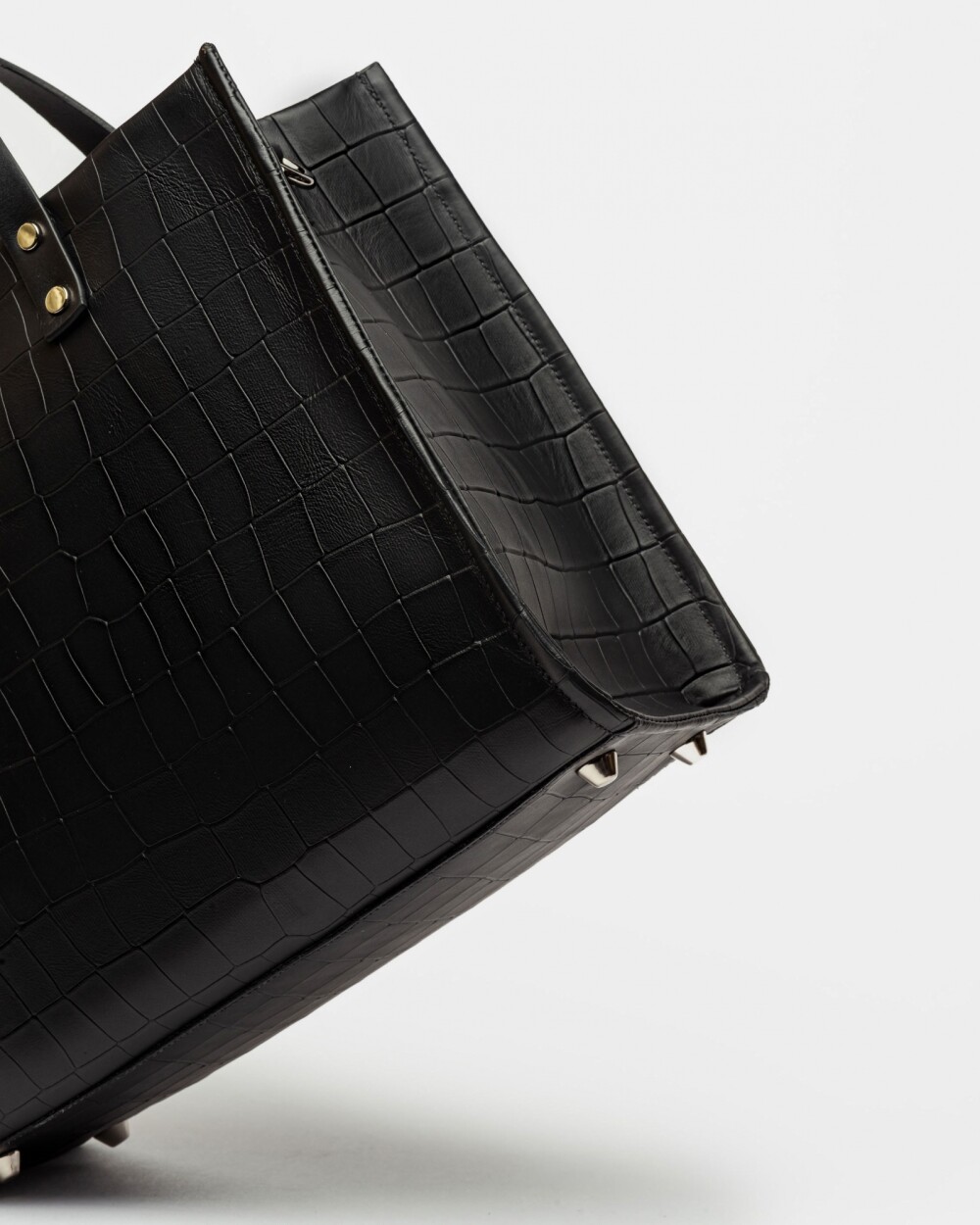 Cartera de mano Capri en cuero grabado croco Negro