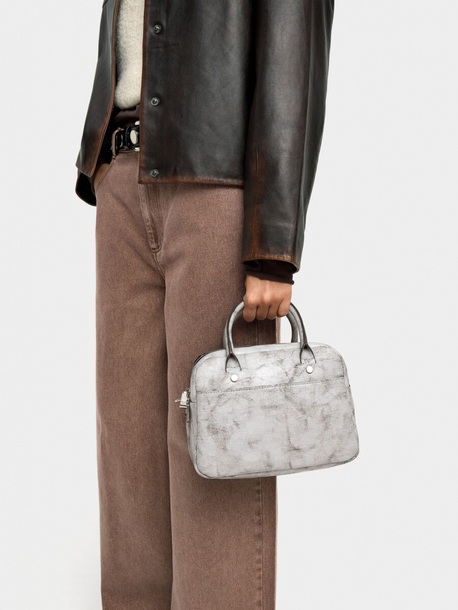 Bolso Bowling Efecto Craquelado crudo