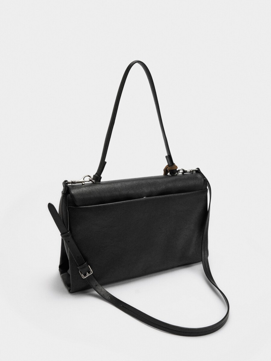 Bolso De Mano Con Solapa Y Bandolera negro