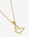 Cadena Corta con Dije Strass Collar Corto Plata 925 Mariposa - Dorado