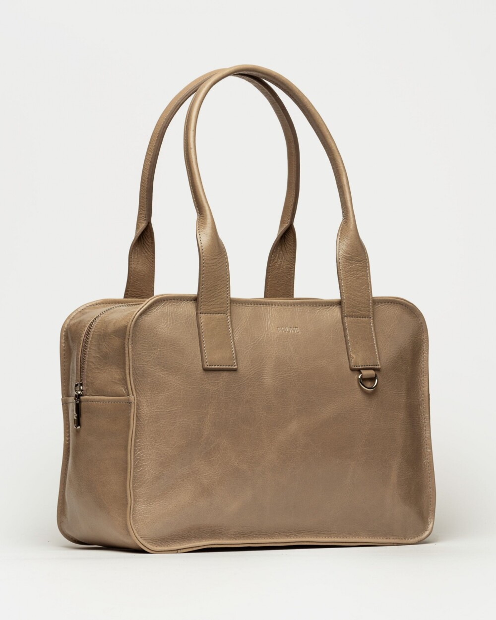 Bolso Capri en cuero arrugado Taupe