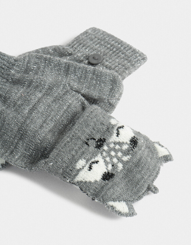 Guantes Infantiles Animalito Guantes Infantiles Mitones - Gris Medio