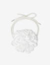 Pañuelos Raso Choker Con Flor Doble - Blanco Crudo