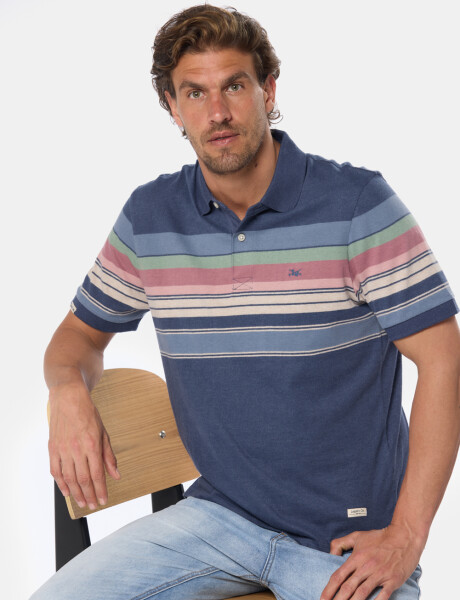 REMERA POLO RAYADA Azul