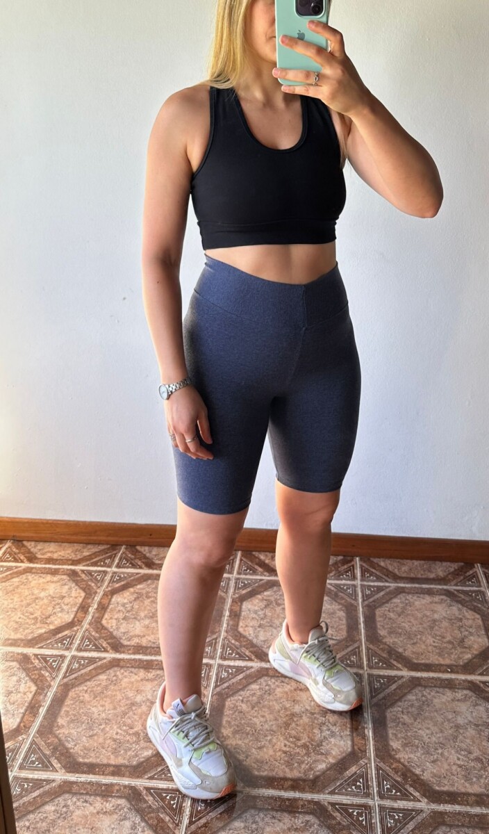 Calza Biker - Algodón Azul Jaspeado 