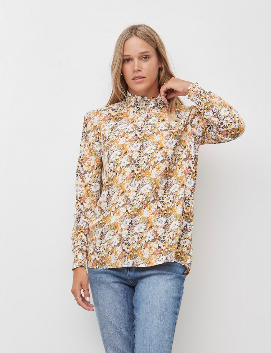 Blusa Flowers - Mostaza/multi 