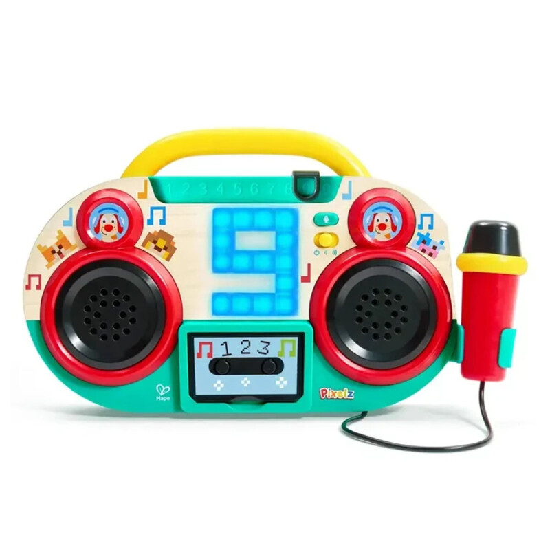 Karaoke de juguete Hape Sing-Along Pixel Boombox con micrófono Hape Karaoke de juguete Hape Sing-Along Pixel Boombox con micrófono Hape