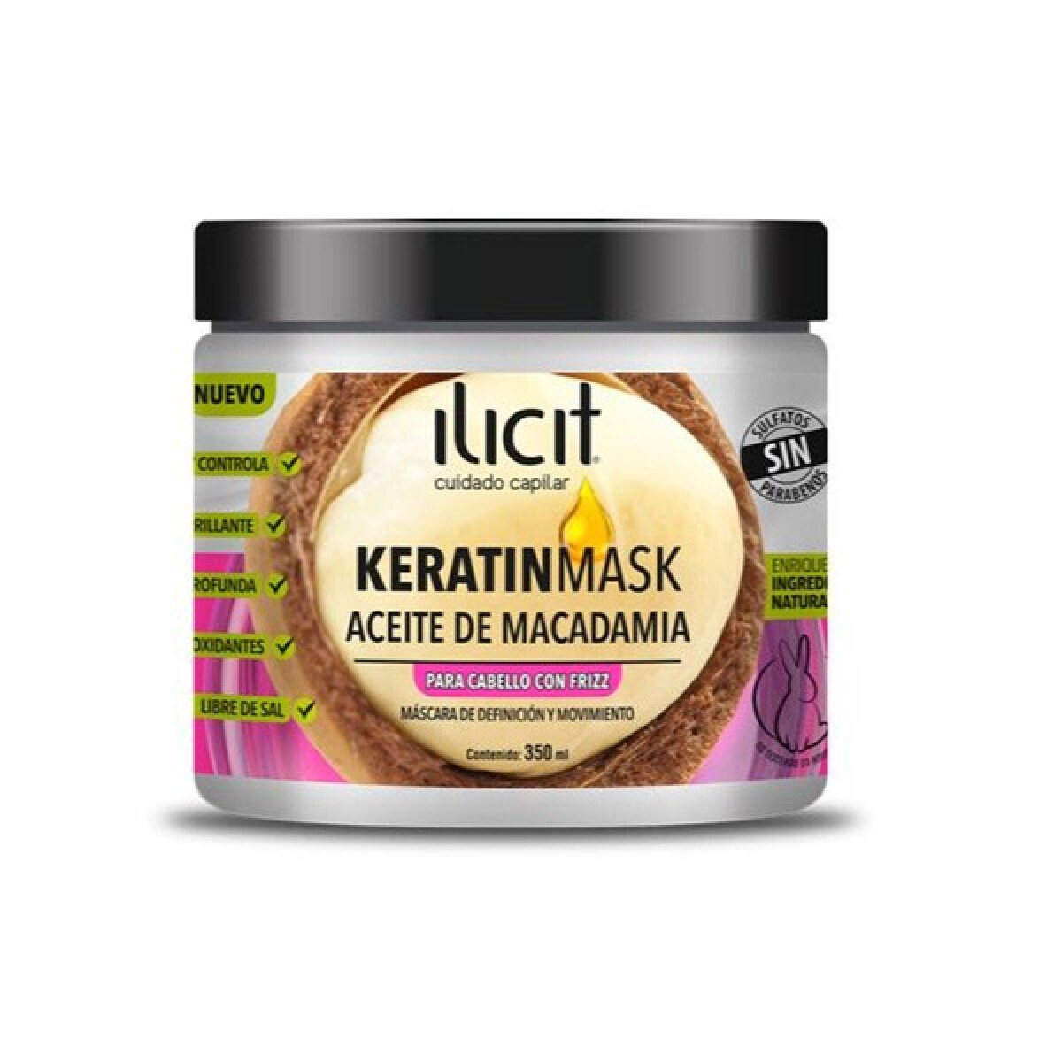 Ilicit Máscara 350 ml - Keratin mask Aceite de Macadamia 