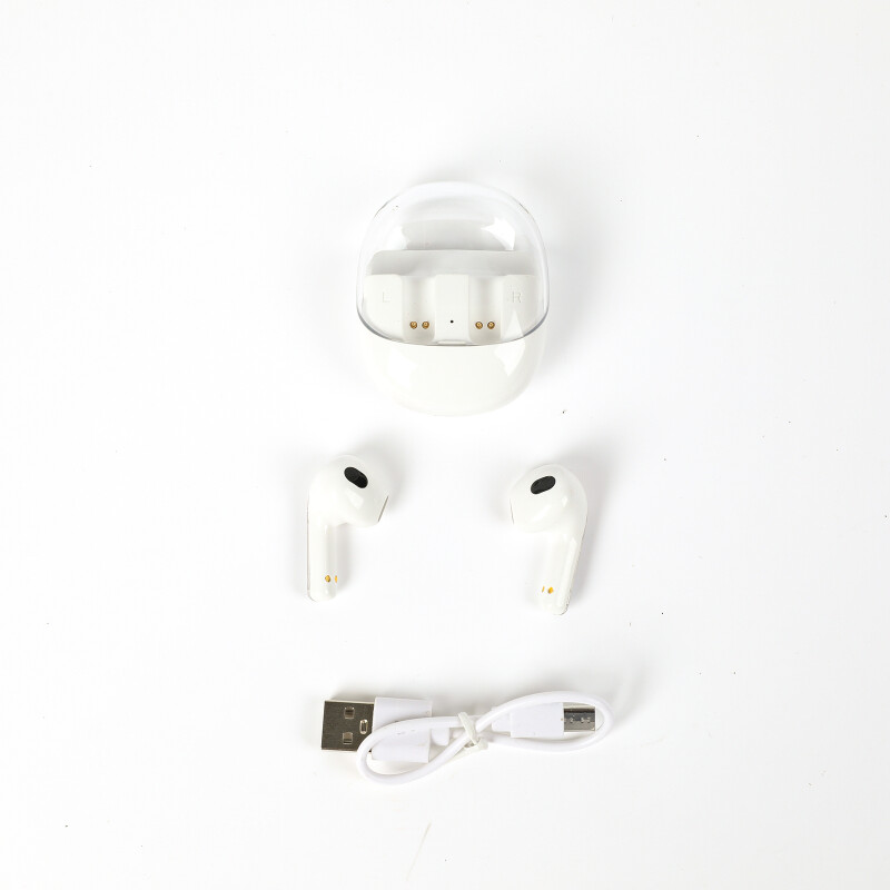 Auriculares bluetooth in ear táctil blanco con estuche transparente Auriculares bluetooth in ear táctil blanco con estuche transparente