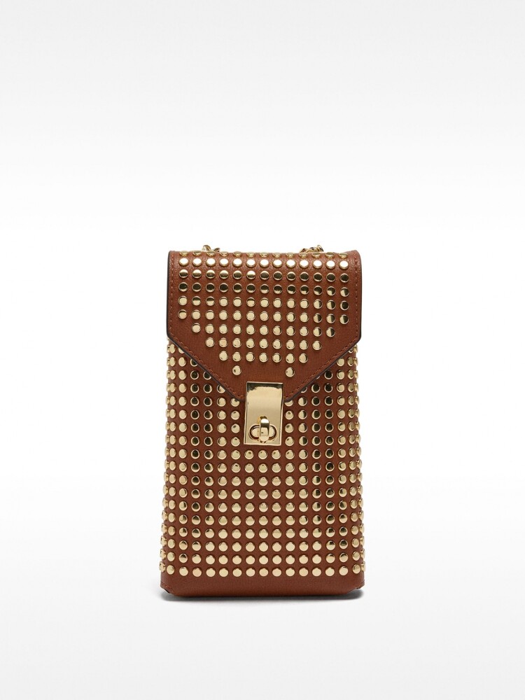 Bolso Para Móvil Con Tachuelas camel