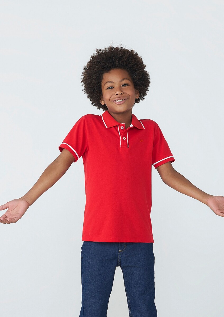 CAMISA DE CUELLO CON ESTAMPADO - ROJO 