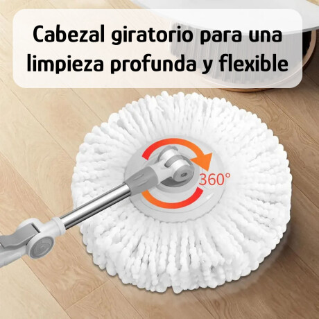 Mopa Extensible Giratoria 360° Con Balde Metal y 2 Repuestos Gris