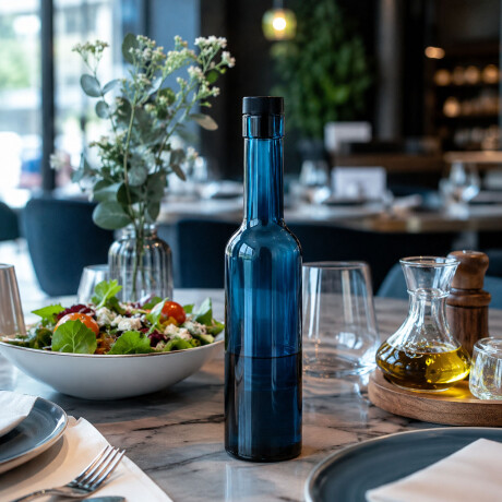 Aceitera Vinagrera Botella Vidrio 250ML c/ Tapa Azul Cobalto Azul
