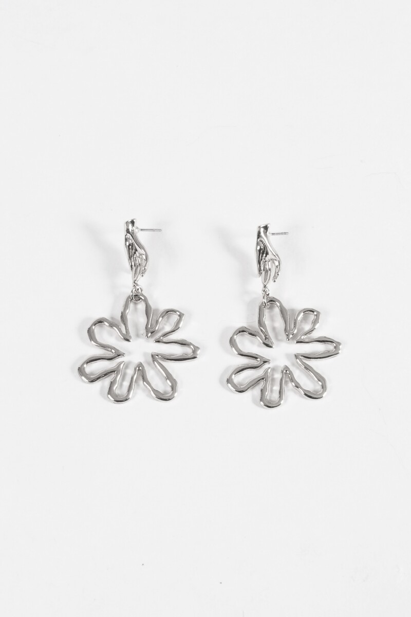 Caravanas flor texture plateado