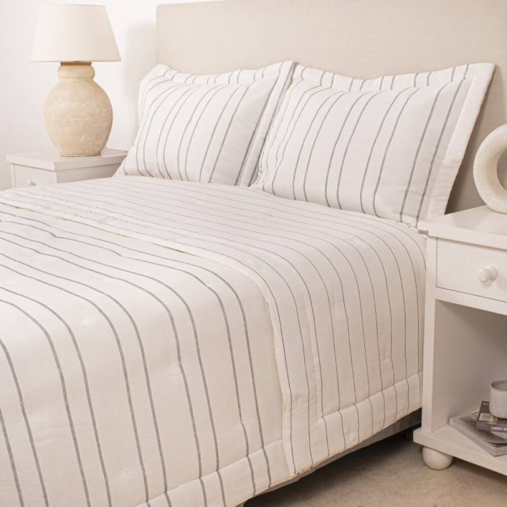 Acolchado + Fundas 1 Plaza y 1/2 plaza - Naturale Oasis Azul