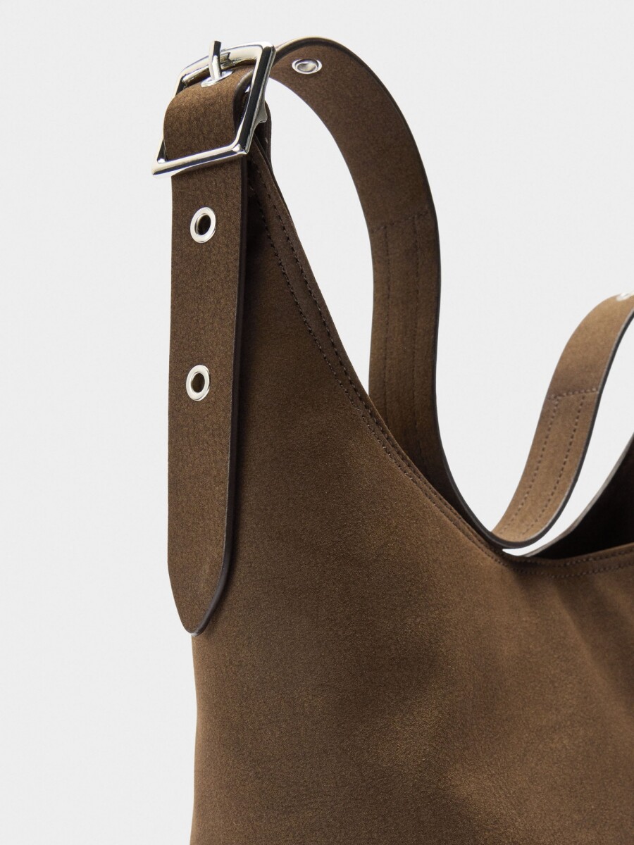 Bolso De Hombro Efecto Piel marron